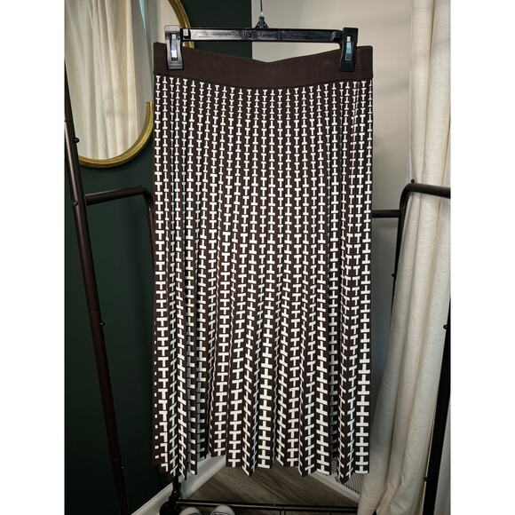 Tory Burch Pleated Jacquard Knit skirt Dark roast size M medium - Picture 2 of 6